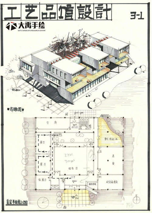 今日分享一 工艺品展馆设计 大禹手绘建筑快题优秀作品欣赏